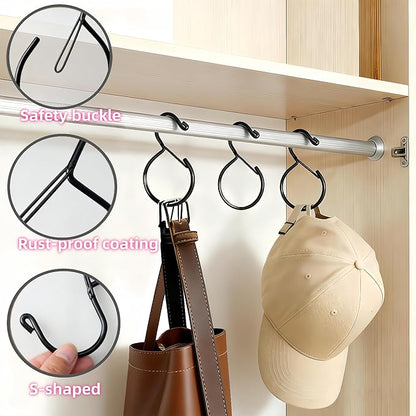 4 Pack Belt Hanger, Belt Hanger for Closet, Rust-Proof Belt Organizer for Closet, Holds Ties, Scarves, hat, Bags & Accessories, Black
