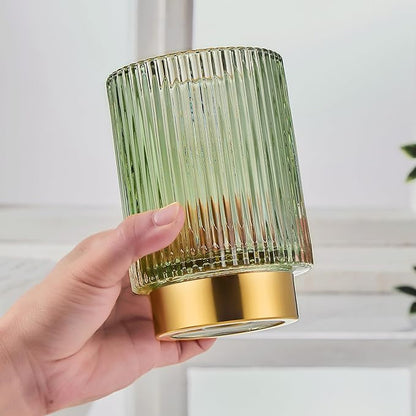 Makeup Brush Holder Organizer,Toothbrush Holders,Desk Pen Pencil Holder,Multifunctional Vintage Glass Brush Cup（L/Green/A3-6-US）