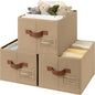 GRANNY SAYS Clothes Storage Bins, Closet Storage Bins for Shelves, Storage Basket with Handles, Decorative Storage Box for Closet, Brown, Medium, 3-Pack