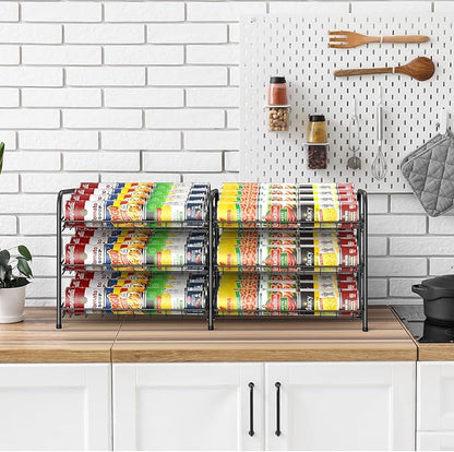 NANANARDOSO Can Organizer for Pantry, 3 Tier Can Dispenser Rack Holds up to 72 Cans, Can Storage Organizer Holder for Canned Food Storage Kitchen Cabinets or Pantry Shelf Countertop, Black