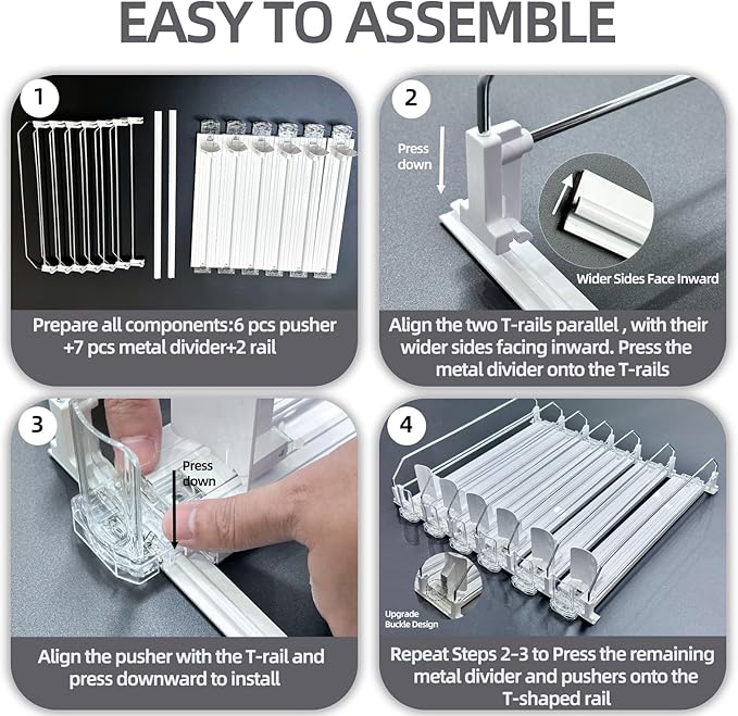 Upgraded Press-type Drink Organizer for Fridge, Capable of horizontal pushing Soda Can Dispenser for RefrigeratorSpace-Saving Automatic Drink Pusher Glide System - Holds 30 Cans (6 Rows)