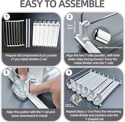 Upgraded Press-type Drink Organizer for Fridge, Capable of horizontal pushing Soda Can Dispenser for RefrigeratorSpace-Saving Automatic Drink Pusher Glide System - Holds 30 Cans (6 Rows)
