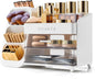Makeup Organizer for Vanity with Brush Holder, Countertop Makeup organizer with Drawers for Skincare, Cosmetics, Perfumes, Eyeshadow Palettes, Spacious Cosmetic storage organizer