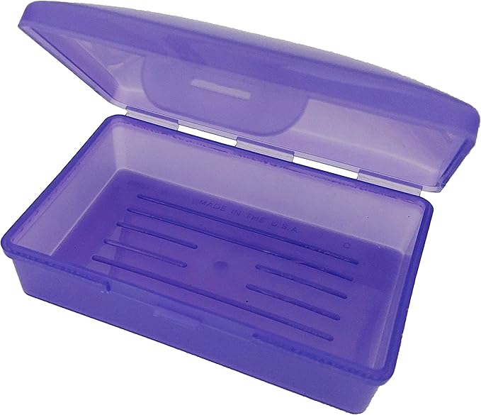 American Comb: Soap Box - Made in The USA - Travel Soapbox with Hinged Lid and Secure Latch Durable Storage Container - Purple
