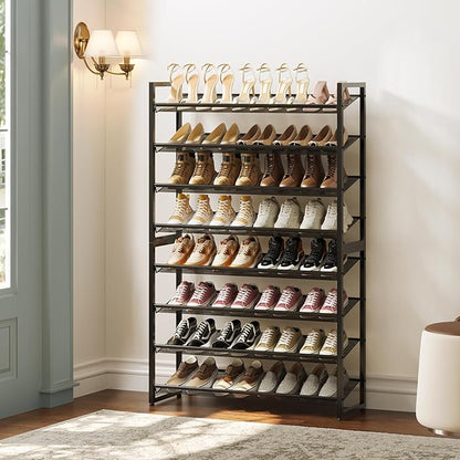 Nunsino Shoe Rack,8 Tier Metal Shoe Organizer,Max Holds 40 Pairs,Heavy Duty Shoes Shelf for Garage, Entryway, Closet,Black