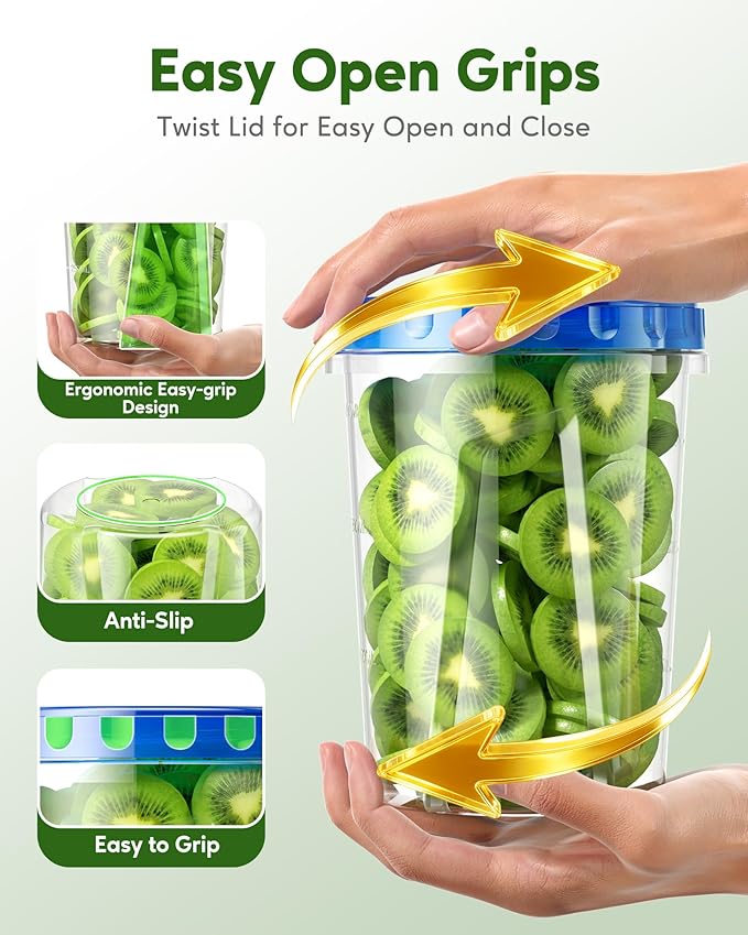 Canfanni 10 Pack-33oz Freezer Storage Containers Set, Plastic Food Storage Containers with Twist Top Lids, BPA Free Stackable Soup Containers for Overnight Oats/Salad/Leftover/Soup/Ice Cream
