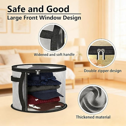 Oversized Clear Hat Storage Box With Handle, Extra Large Organizer Holds 7 Hats For Closet Travel Cloth Hat Case