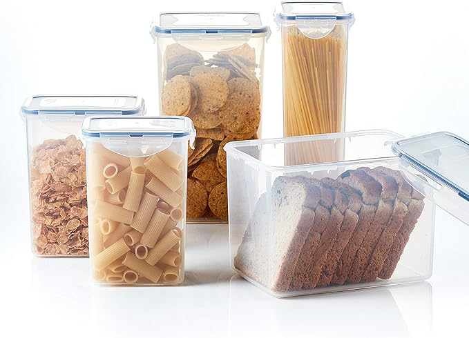 LOCK & LOCK Easy Essentials Food lids (flip-top) / Pantry Storage/Airtight containers, BPA Free, top-16.5 Cup-for Cereal, Clear (Pack of 2)