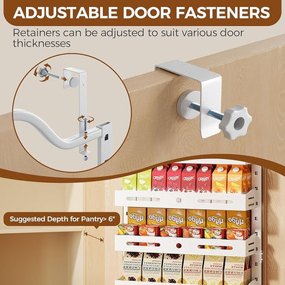 8-Tier Over The Door Pantry Organizer, Large 2 IN 1 Wall Mount or Hanging Spice Rack, Pantry Door Organizer and Storage with Adjustable Basket, Door Spice Rack for Pantry, White