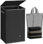SOLEDI Laundry Hamper with Lid 90L Large & Tall Collapsible Laundry Basket, Clothes Hamper with Bag Removable Easy to Carry, Dirty Hampers for Bedroom, Bathroom, Dorm, College, Dark Grey