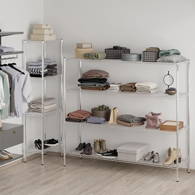 21" Deep x 72" Wide x 64" Height Wire Shelving Kit | 4-Tier | NSF Commercial Storage Rack Unit
