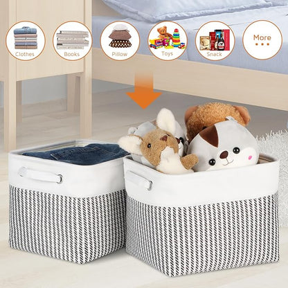 Foldable Storage Bin Collapsible Fabric Storage Basket Cube with Durable Handles Closet Organizer Bins for Organizing Shelves Drawers, Set of 3, 12" x 10" x 9.5", Houndstooth