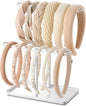 Headband Holder Organizer, 2-Tier T-bar Storage Stand with Tray for Hair Accessories Hairband Hair Clip, for Girls Women, White