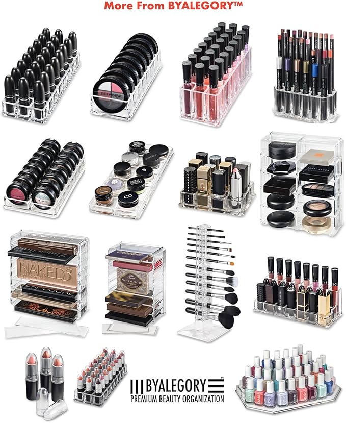 byAlegory Acrylic Makeup Beauty Brush Organizer | 26 Space Cosmetic Storage (CLEAR)
