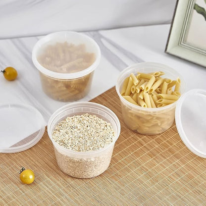 [240 Set - 16 oz.] Plastic Deli Food Storage Containers With Lids, Disposable togo containers for soup, Meal Prep, Slime | BPA Free | Stackable | Leakproof | Microwave | Dishwasher | Freezer Safe