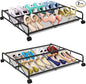 Under Bed Shoe Storage Organizer, 2 Pack Metal Mesh Under Bed Storage Containers with Wheels, Shoe Organizer Drawer Space Saving for Bedroom