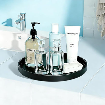 1 Pack 12" Bathroom and Vanity Tray, ABS Bathroom Counter Organizer, Coffee Table Decor for Perfume, Candles, Keys &More. Kitchen Countertop Organizer, Decorative Tray Soap Holder, Black