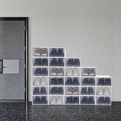 for 24pcs Shoe Box Stackable Shoe Storage Organizer Sneaker Container Clear