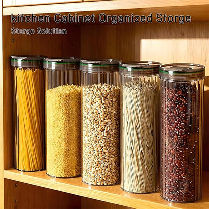 11-Inch Tall Airtight Spaghetti Container - Clear Pasta Holder Organizer for Kitchen Pantry, Fits Full-Length Noodles, Coffee Beans, Rice, Dry Foods (48oz, 2 Pcs)