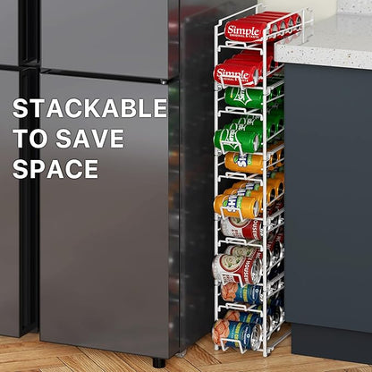 Simple Houseware Soda Can Organizer Stackable Rack Dispenser for Pantry/Refrigerator, White, 4 Pack