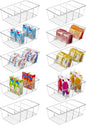 Vtopmart 10 Pack Food Storage Organizer Bins, Clear Plastic Bins for Pantry, Kitchen, Fridge, Cabinet Organization and Storage, 4 Compartment Holder Packets, Snacks, Pouches, Spice Packets
