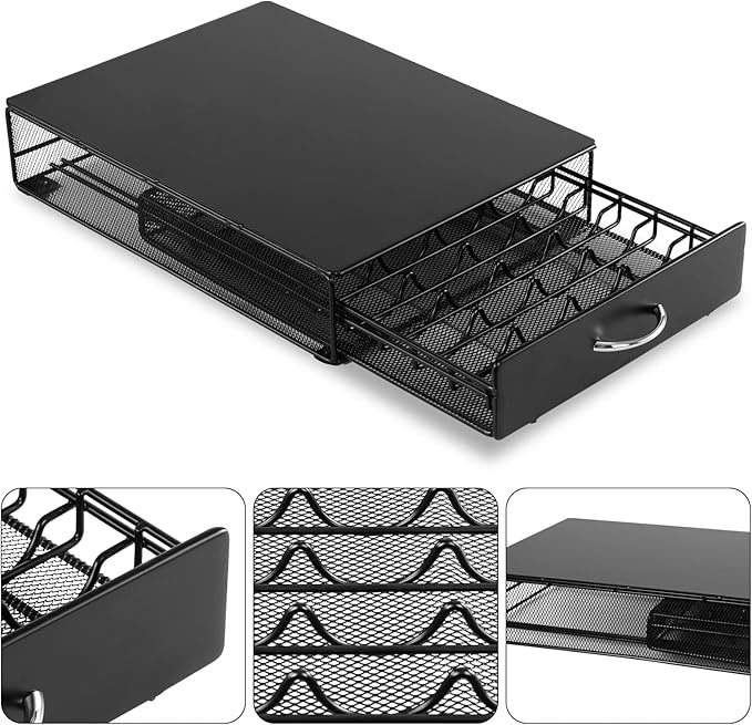 Coffee Pod Holder Storage Drawer Compatible With Verismo,Nespreso Vertuoline,CBTL,Caffitaly,Lavazza Blue Pods,40 Pod Capsule Holder,Office or Home Kitchen Counter Organizer