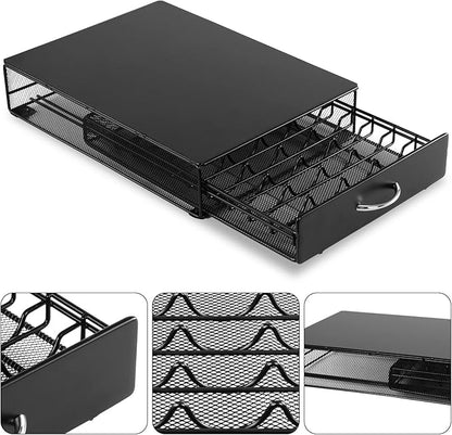 Coffee Pod Holder Storage Drawer Compatible With Verismo,Nespreso Vertuoline,CBTL,Caffitaly,Lavazza Blue Pods,40 Pod Capsule Holder,Office or Home Kitchen Counter Organizer