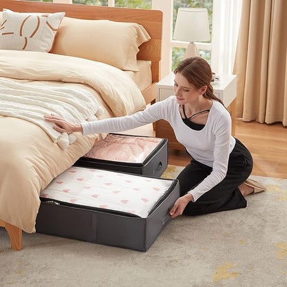 Lifewit 95L 6 Pack Under Bed Storage Containers, Large Capacity Blanket Storage Bags with Reinforced Handle, Organization and Storage for Comforters, Sheets, Clothes, Bedroom, College Dorm, Grey