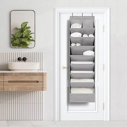2 Pack Minimalist Grey Over the Door Shoe Organizer with 10 Pockets, Hanging Closet Storage Rack for Shoes, Sneakers, Accessories