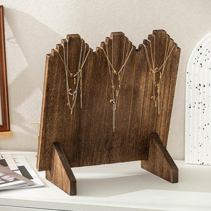 Lolalet Wooden Necklace Display Stands for Selling, Freestanding Multiple Necklaces Stands and Displays for Vendors, Jewelry Displays Holders for Craft Show -2 Pack, Oak