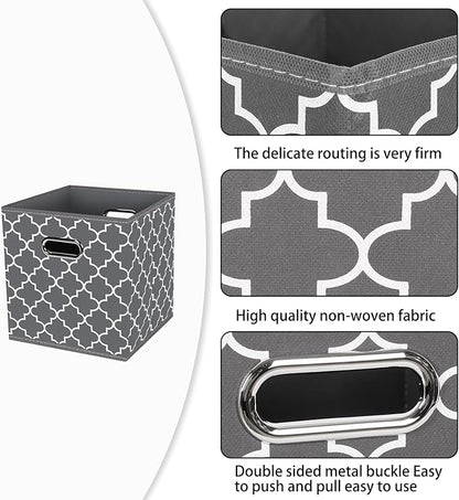 Fabric Cloth Storage Bins,Fabric Cube Organizer with Dual Handles Foldable Cube Storage Baskets for Home Bedroom Storage,Set of 3,(Gray Light)