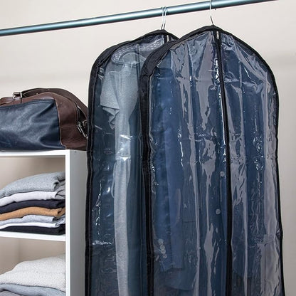 Household Essentials Hanging Zippered Garment Storage Bag with Clear Vision Front, Set of 2, Black