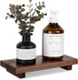 Bathroom Counter Organizer Wood Pedestal Stand Farmhouse Decorative Tray Soap Holder for Kitchen Decor, Large 10" x 4.5" - Drak Brown