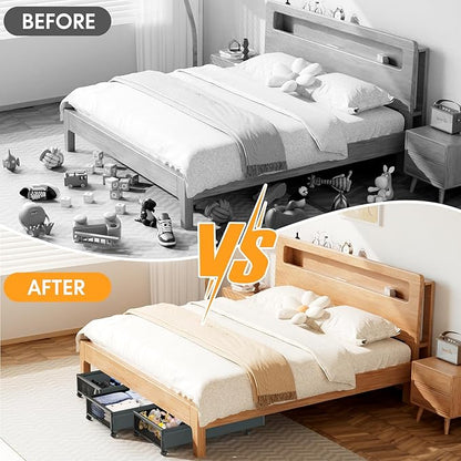 Under Bed Storage Containers with Wheels 2 Pack Underbed Shoe Storage Bedroom Storage Bins Organizer Large Capacity Under Bed Storage with Lid for Clothes Shoes Toys Blankets (Cyan-gray)