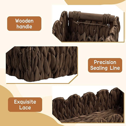 Toilet Paper Storage Basket Bathroom Counter Organizer Wicker Baskets for Organizing Cute Basket for Bedroom Nursery Room Kitchen Bathroom Decor -Dark Brown