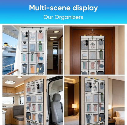 Magnetic Cruise Door Organizer,15 Large Durable Pockets，Upgrade Over The Door Organizer For Cruise Ships,Cruise Essentials 2026，Shoe Rack For Door,3 Strong Anti-Scratch Magnets, 9 Hooks