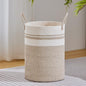 VIPOSCO Large Laundry Hamper, Tall Woven Rope Storage Basket for Blanket, Toys, Dirty Clothes in Living Room, Bathroom, Bedroom - 58L Brown & White
