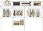 Closet System Wall Mounted 2-7.5 Ft, Heavy Duty Adjustable Wire Shelving with Hanging Rod, Custom Organizer Kit for Bedroom Laundry Mudroom, White