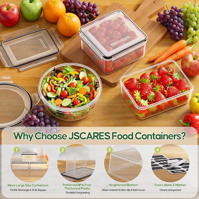 62 PCS Large Food Storage Containers with Lids Airtight (31 Lids & 31 Containers)- 85 OZ Reusable Plastic Leakproof Meal-Prep Container for Kitchen Storage Organization Microwave/Dishwasher Safe