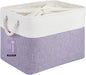 Large Storage Baskets- 16x12x12 inch Storage Bins for Shelves and Closet Organizing, Foldable Fabric Bin for Home Organization Clothes and Laundry (1-Pack, White&Purple)