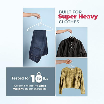 Super Heavy Duty Clothes Hangers 100+ Pack (162 Count) – Made in the USA - 10lb Capacity, Thick Plastic Hangers for Pants, Coats, Jackets, Jeans and Adult Clothing – Pink