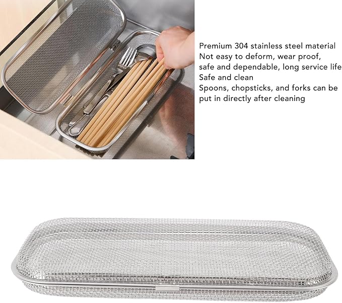 POCREATION Stainless Steel Dishwasher Utensil Basket, Dishwasher Basket For Unsils Silverware Holder, Dishwasher Basket For Cpsticks With Mesh Bottom, Compact Design, Kitchen For Utensils And Cutlery