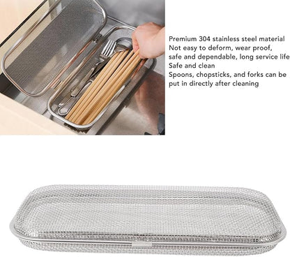POCREATION Stainless Steel Dishwasher Utensil Basket, Dishwasher Basket For Unsils Silverware Holder, Dishwasher Basket For Cpsticks With Mesh Bottom, Compact Design, Kitchen For Utensils And Cutlery