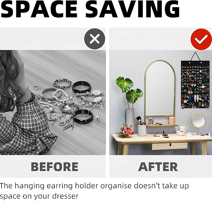 Hanging Earring Holder Organiser, Brooch Pin Display Board with 150 Slots for up to 300 Pairs of Earrings/Pins, Stud Earring Organisers and Storage Earring Holder Organizer Wall