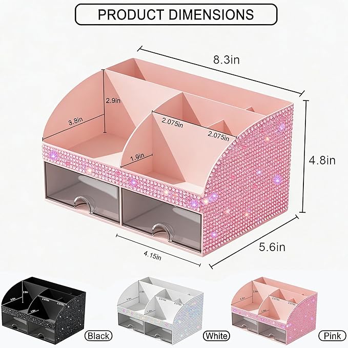 COMFYROOM Makeup Organizer, Bathroom Organizer (Bling Pink)