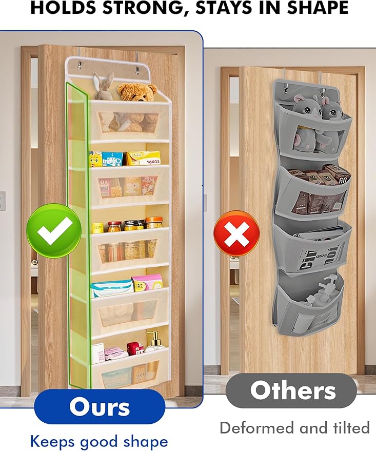 Meolsaek Over the Door Organizer, 5 Tier Back of Door Organizer, 46lbs Load and Anti-Tilt Design, Hanging Door Organizer Perfect for Closet Organizers, Bathroom Storage