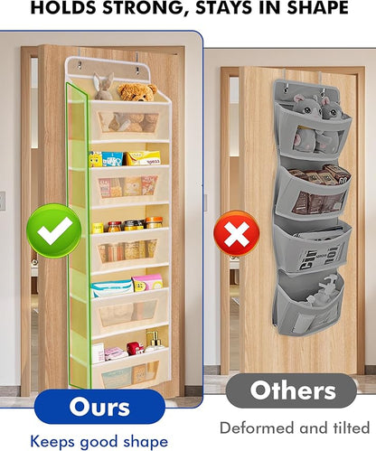 Meolsaek Over the Door Organizer, 5 Tier Back of Door Organizer, 46lbs Load and Anti-Tilt Design, Hanging Door Organizer Perfect for Closet Organizers, Bathroom Storage