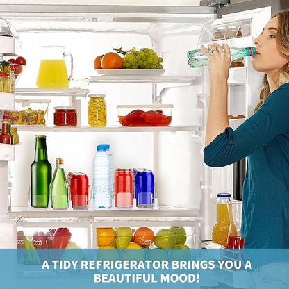 Drink Organizer for Fridge, Upgrade self locking push buttonfor Soda Can Dispenser for Refrigerator, Automatic Pusher Glide and Adjustable Width Can Fridge Organizer Hold up to 15 Cans 3 Rows