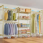 Timate X3 Expandable Heavy Duty Clothes Rack Wall Mounted Clothing Rack for Hanging Clothes, Industrial Pipe Closet System for Walk in Closet Kit, Wall Mount Clothes Rack with Basket, Gold Wall Closet
