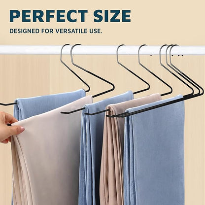 Lifemaster Metal Pants Hanger Set - 30 Pieces Elegant Non-Slip Closet Space Saving Hanger Set for Pants, Trouser, Blankets, and Jeans with Rubber Coating and Open Ended Sleek Design - Black